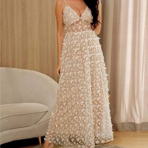 White butterfly appliqué dress